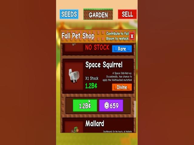 Video thumbnail for Grow A Garden DIVINE pet SPACE SQUIRREL in STOCK 😳 #growagarden #growagardenroblox #gaming #roblox