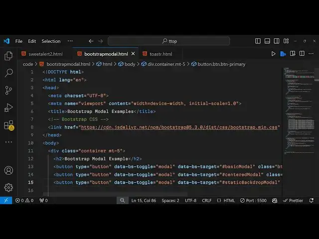 Video thumbnail for Mastering Bootstrap Modals Complete Guide with HTML & JavaScript for Stunning Popups & Dialogs