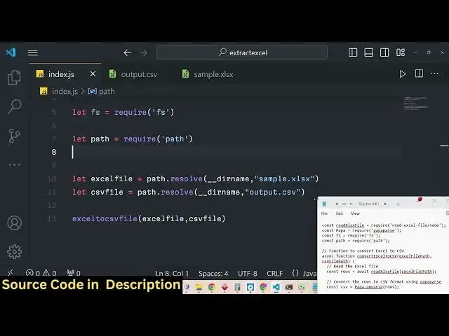 Video thumbnail for Node.js Papaparse Tutorial to Parse & Read Excel File & Export to CSV Using read-excel file Library