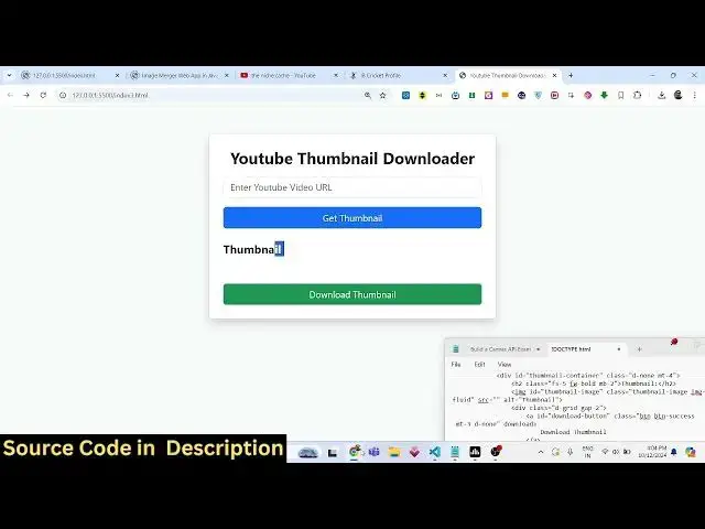 Video thumbnail for Build a Youtube Thumbnail Downloader From URL in Browser Using Javascript
