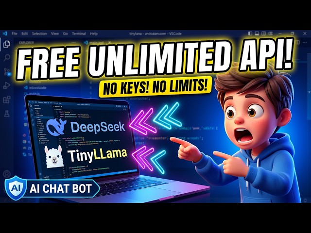 Video thumbnail for Free LLM API 😱 No API Key, Unlimited FREE DeepSeek & TinyLlama API (No Limits, 100% Free)