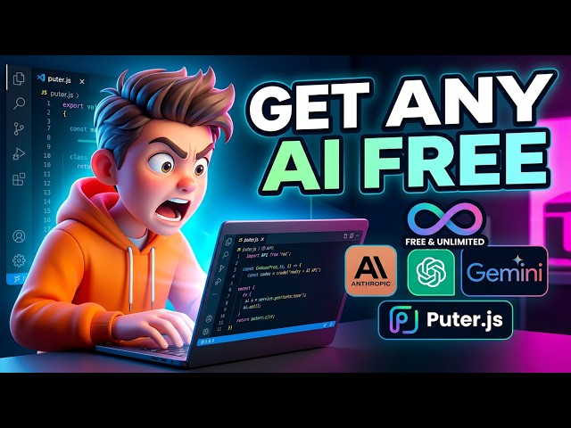 Video thumbnail for Free Unlimited AI API Without API Keys 😱  Claude, GPT, Gemini & 500+ Models (Puter.js Guide)