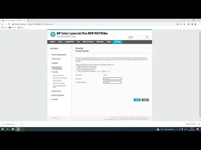 Video thumbnail for How to set up admin password on Hp Color LaserJet Pro / Enable password for settings on Hp LaserJet