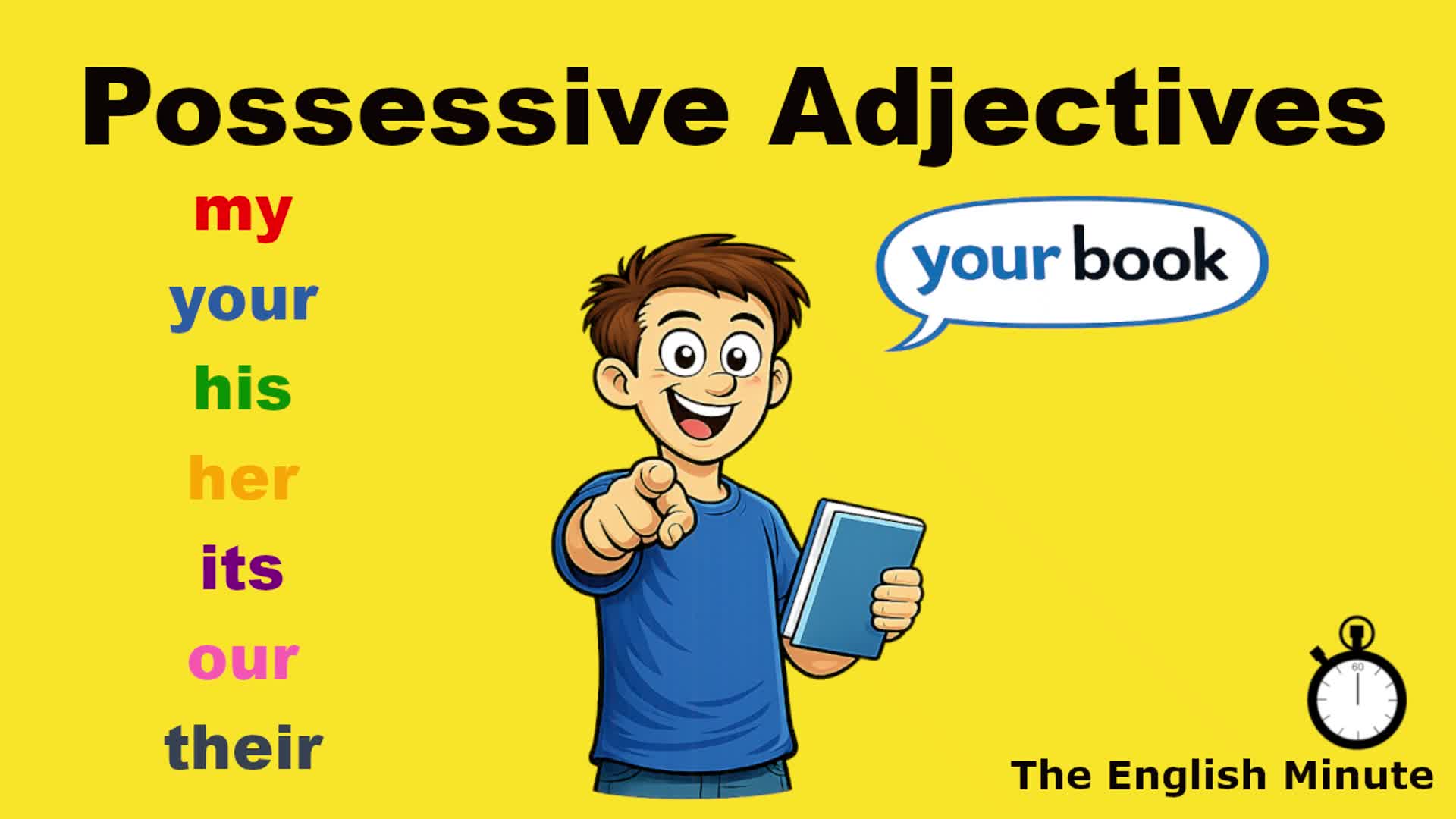 Video thumbnail for Possessive Adjectives - my, your, his, her, its, our, their