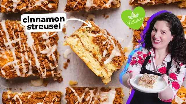 Video thumbnail for The Softest Vegan Coffee Cake with Crunchy Cinnamon Layers