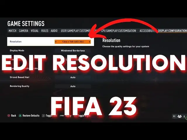 'Video thumbnail for How to Change Resolution in FIFA 23 - Screen Resolution in FIFA 2023'