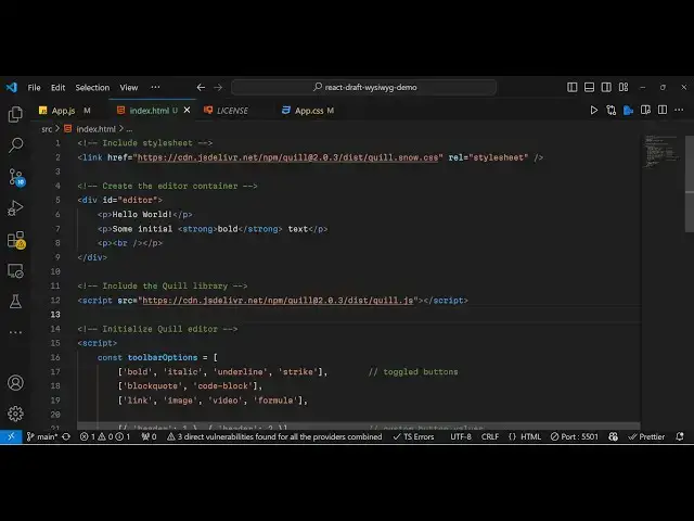 Video thumbnail for Build a Quill WYSIWYG Rich Text & HTML Editor With Live Preview in Browser Using Javascript