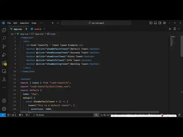 Video thumbnail for Vue.js 3 VueToastify Tutorial to Show Toast & Notification Alert Messages in Browser Using TS