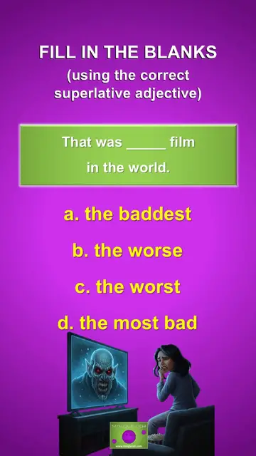 Video thumbnail for Superlative Adjectives: Fill in the Blanks Quiz #1