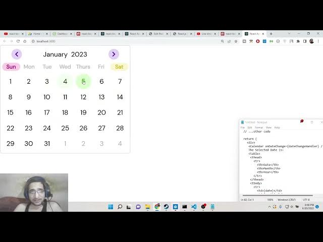 Video thumbnail for React.js Hooks Project to Embed Material Calendar on Website Using react-beautiful-calendar in JS