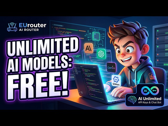 Video thumbnail for EUrouter Get Unlimited 100+ LLM AI Models FREE API Key (Claude, GPT, Gemini, Qwen – No Limits)