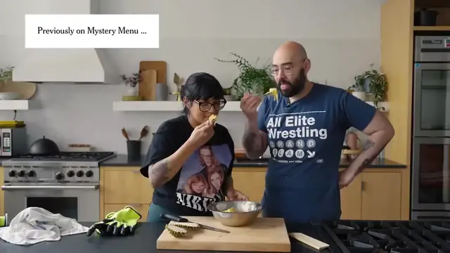 'Video thumbnail for Tajín Challenge; 2 Chefs Make Dinner and Dessert With Tajín ¦ Mystery Menu ¦ NYT Cooking (720p 24fps)'