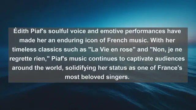 Video thumbnail for Unveiling France's Musical Icons: Top 10 Famous Singers