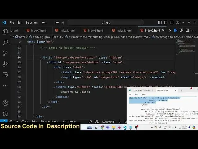 Video thumbnail for Build a Image to Base64 Converter & Vice Versa Web App in Browser Using JavaScript