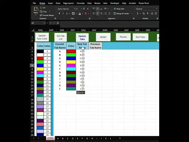 Video thumbnail for Excel TIps - Excel VBA - Fast way to change colors and names on any sheets.