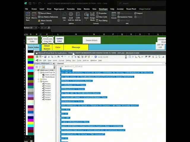 Video thumbnail for Excel Tips - How To - Fast Way To Create, Assign Name And Color Worksheets With VBA 2025
