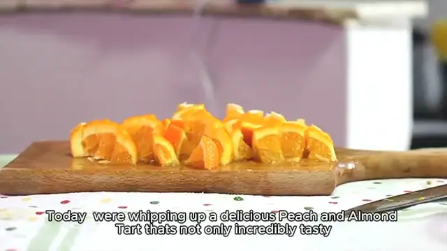 Video thumbnail for Peach & almond tart Recipe