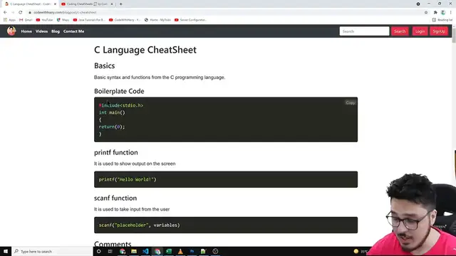 Video thumbnail for C Language Cheatsheet 🧾 for Beginners 🔥