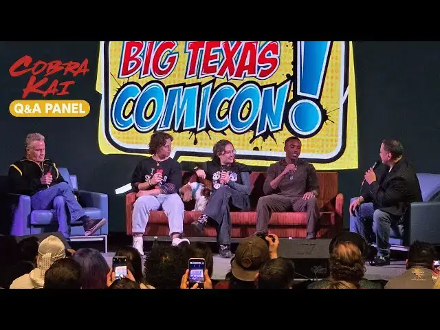 Video thumbnail for Cobra Kai Q&A: Martin Kove, Mary Mouser, Tanner Buchanan & Dallas Dupree Young (Big Texas Comic Con)