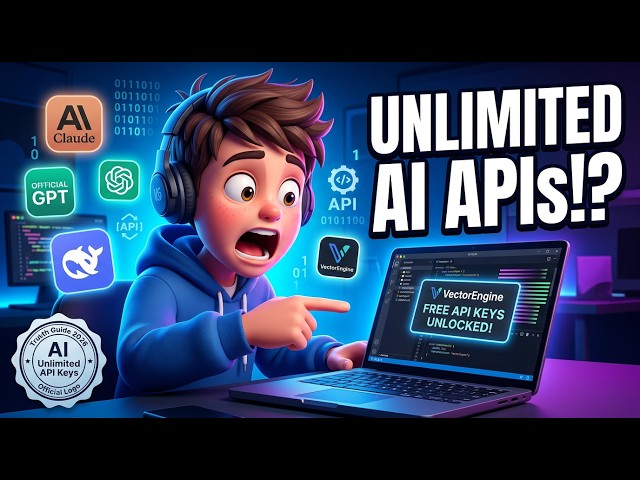 Video thumbnail for VectorEngine FREE API Keys 😱 Unlimited FREE AI Model APIs? Claude, GPT, DeepSeek (Truth Guide 2026)