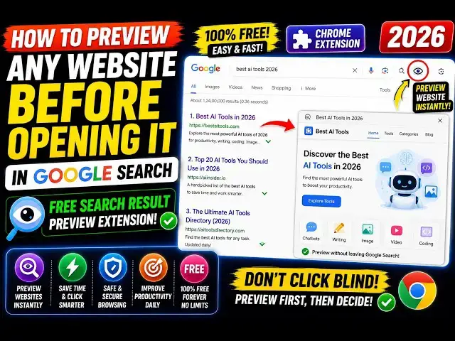 Video thumbnail for How to Preview Any Website Before Opening It in Google Search – FREE Search Result Preview