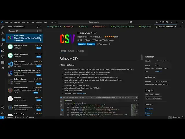 Video thumbnail for VS Code Hack Instantly Highlight & Edit CSV Files with Rainbow CSV