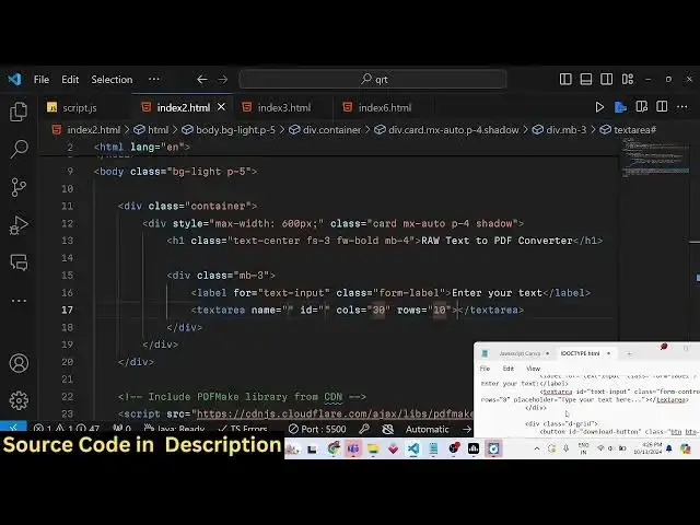 Video thumbnail for Javascript PDFMake.js Tutorial to Export Raw Text to PDF Document in Browser