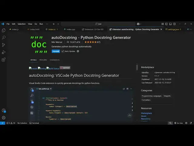 Video thumbnail for Stop Writing Docstrings Manually — Use This VS Code Extension to Auto Generate Perfect Python Docs!