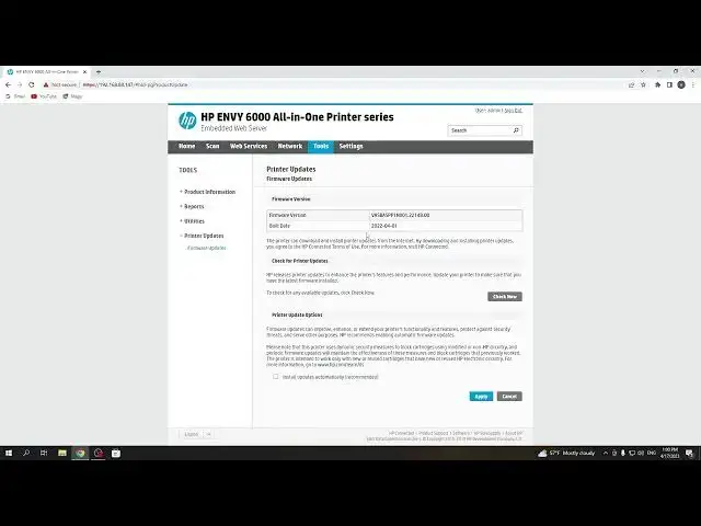 Video thumbnail for How to check for updates on HP envy 6000 series printer / Update software on HP envy 6000 series