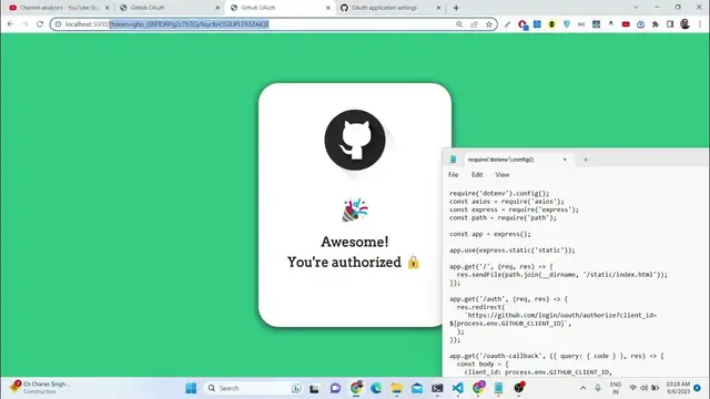 Video thumbnail for Node.js Express Github OAuth2 Project to Login With Github Using Access Token & Sessions in Browser