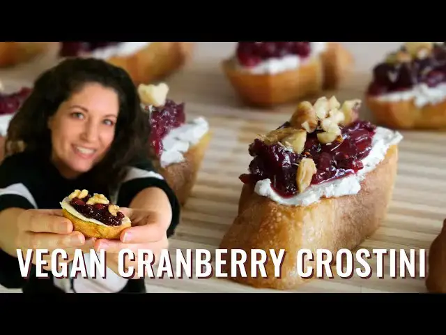 Video thumbnail for Vegan Thanksgiving Appetizer Recipe: Cranberry and Cashew Cheese Crostini (& Cranberry Sauce Recipe)