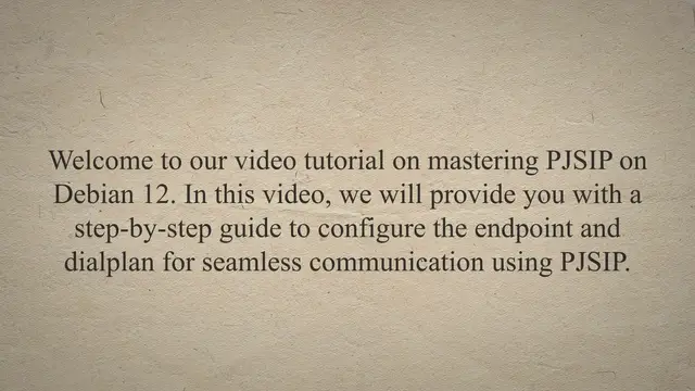 Video thumbnail for How to configure PJSIP Endpoint and Dial Plan on Debian 12
