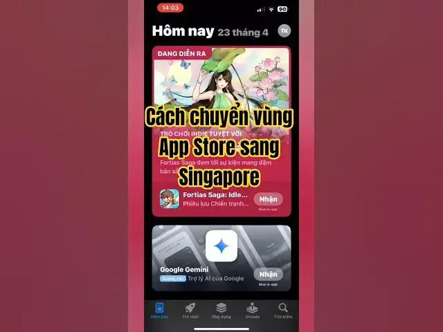 Video thumbnail for Hướng dẫn chuyển vùng iPhone, iPad sang Singapore để tải game và ứng dụng. #HuongDanTaiGame