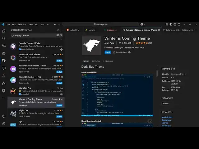Video thumbnail for VS Code Winter is Coming Theme Tutorial Full Demo Video For Beginners