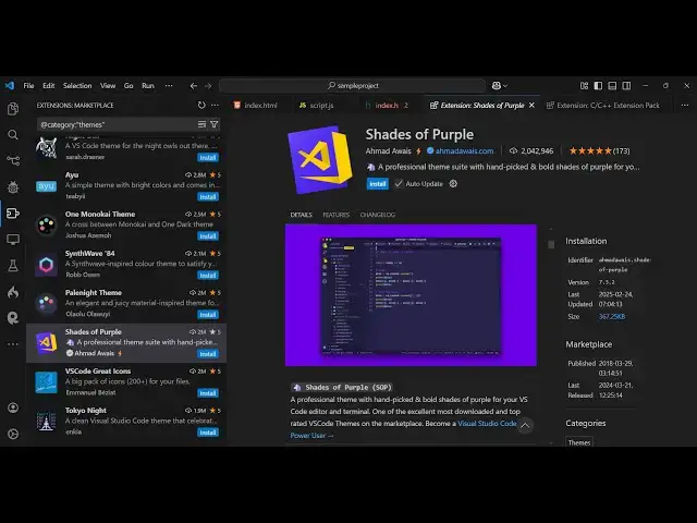 Video thumbnail for VS Code Shades of Purple Theme Tutorial Full Demo Video For Beginners