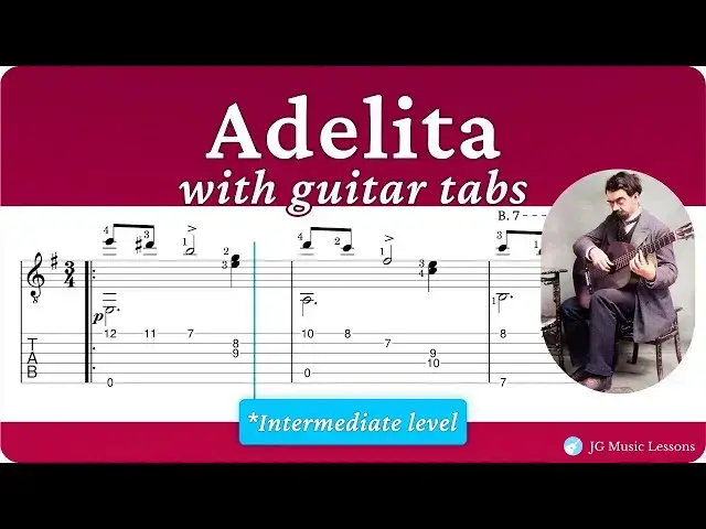'Video thumbnail for Adelita by Tarrega guitar tabs 🎸'