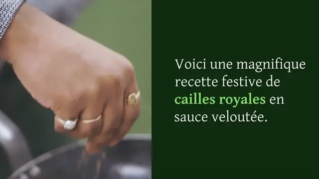 Video thumbnail for Cailles royales en sauce veloutée, crouton grillé et foie gras, façon Rossini