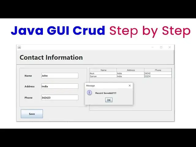 Video thumbnail for Java GUI CRUD Tutorial: Step-by-Step Guide for Beginners