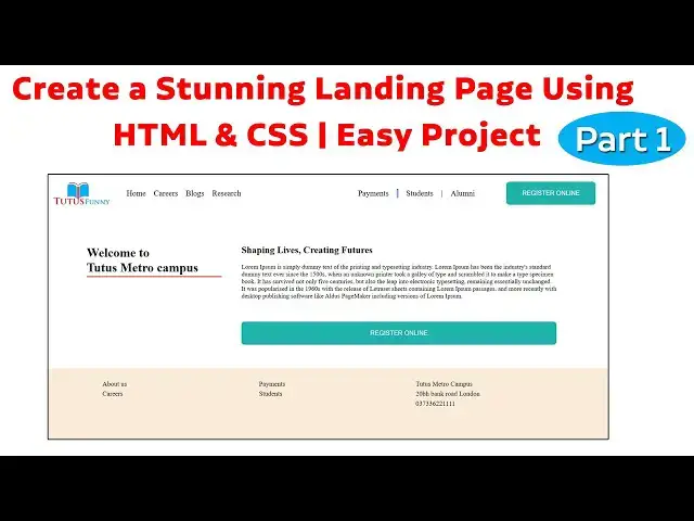 Video thumbnail for Create a Stunning Landing Page Using HTML & CSS | Easy Project [Part 1]