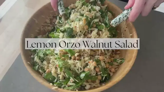 Video thumbnail for Lemon Orzo Walnut Salad