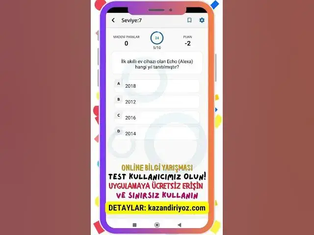 'Video thumbnail for Online Bilgi Yarışması - Uygulamaya Ücretsiz Erişin - Muhteşem Özellikler! #onlinebilgiyarışması 3'