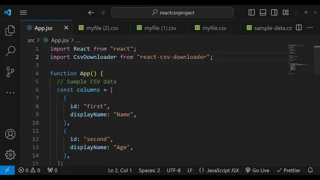 Video thumbnail for React.js Project to Export CSV Files and Download in Browser From Data Using react-csv-downloader