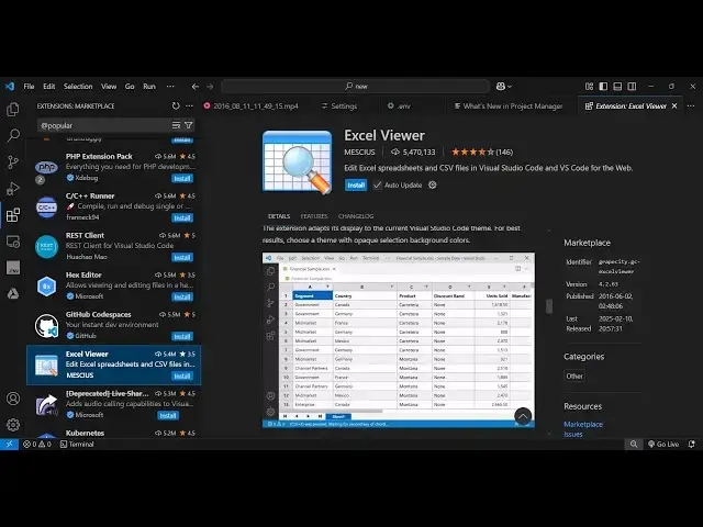 Video thumbnail for Open & Edit Excel Files Directly in VS Code — No Spreadsheet Software Needed!