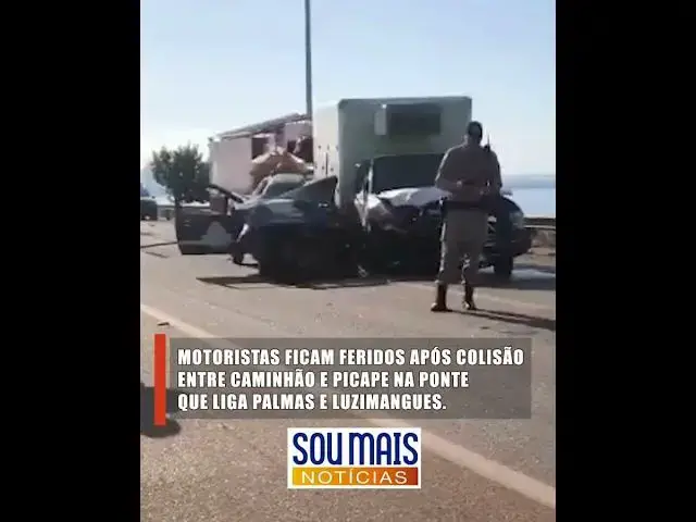 Video thumbnail for Colisão entre caminhão baú e picape deixa dois feridos na ponte entre Palmas e Luzimangues