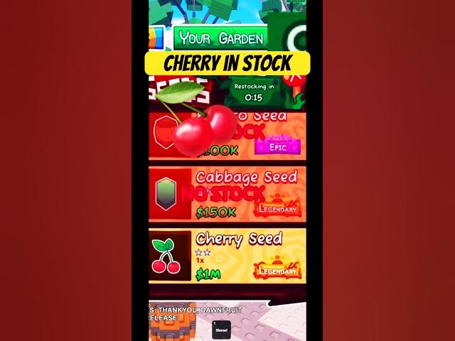 Video thumbnail for CHERRY SEED IN STOCK 🍒 GARDEN HORIZONS #roblox #robloxlive #gardenhorizons #shortsfeed #shorts