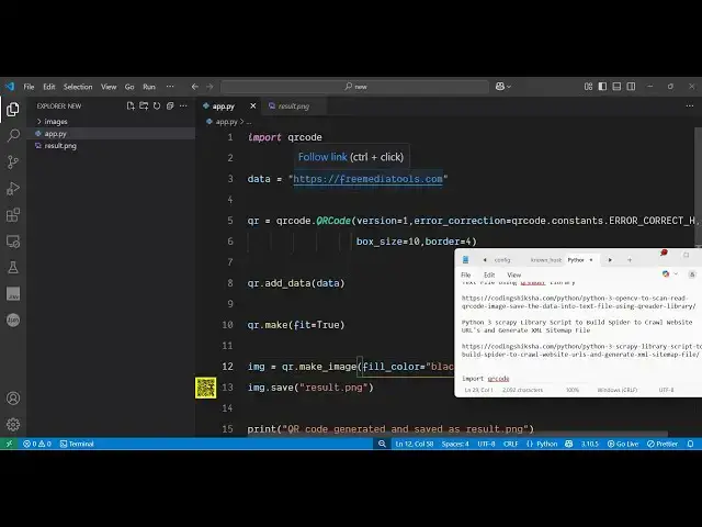 Video thumbnail for Python 3 qrcode Library Script to Generate QRCode From Text and Save it as PNG Image