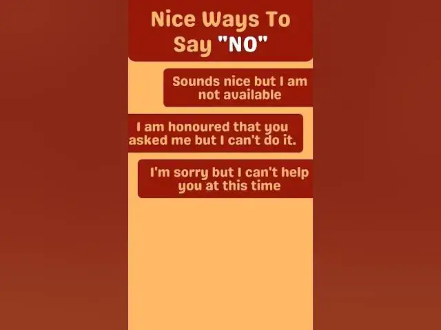 Video thumbnail for 10 Polite ways to say ''NO''.