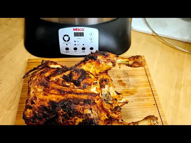 Video thumbnail for Nesco Upright Infrared Roaster Chicken