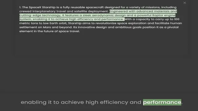 Video thumbnail for 1. The SpaceX Starship is a fully reusable spacecraft designed for a variety of missions, including crewed interplanetary travel and satellite deployment. Engineered with advanced materials and cutting-edge technology, it features a sleek