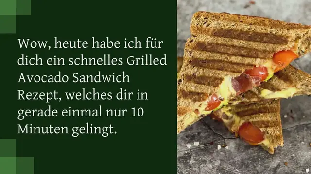 Video thumbnail for Grilled Avocado Sandwich mit Käse und Schinken [nur 10 Minuten]